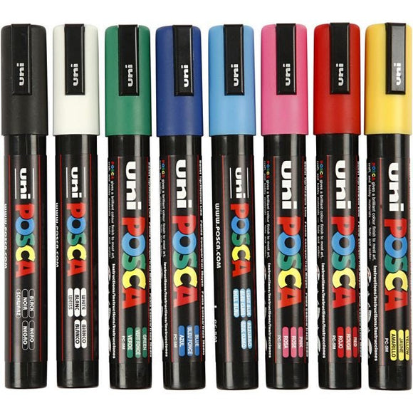 Posca Marker, Pc-5M, Medium, Line 2.5 Mm, Assorted Colours, 8 Pc