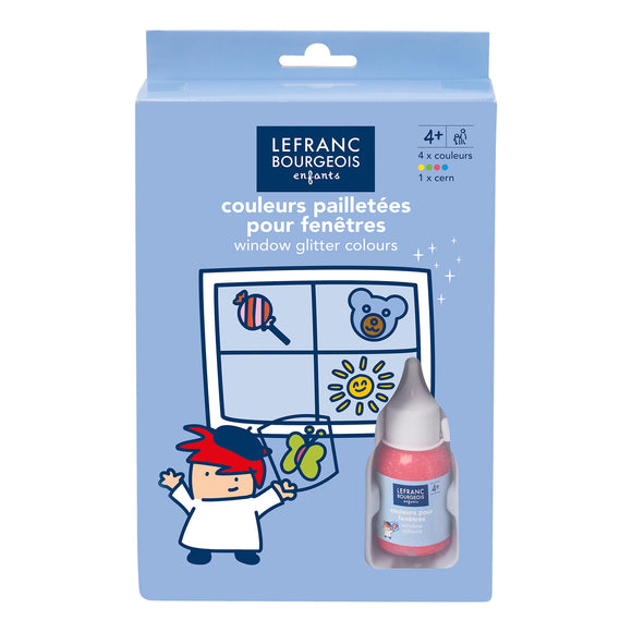 Lefranc & Bourgeois Education Acrylic Window Colour Glitter Kit 4X35Ml
