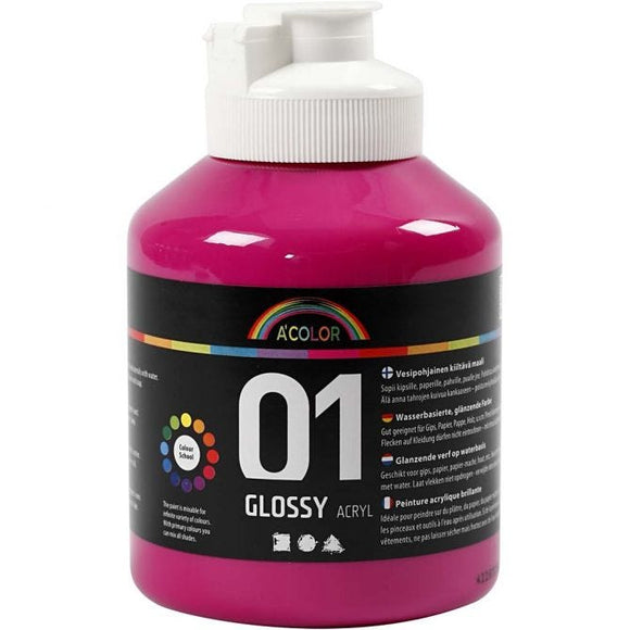 A-Color Acrylic Paint, Pink 01 - Glossy, 500Ml
