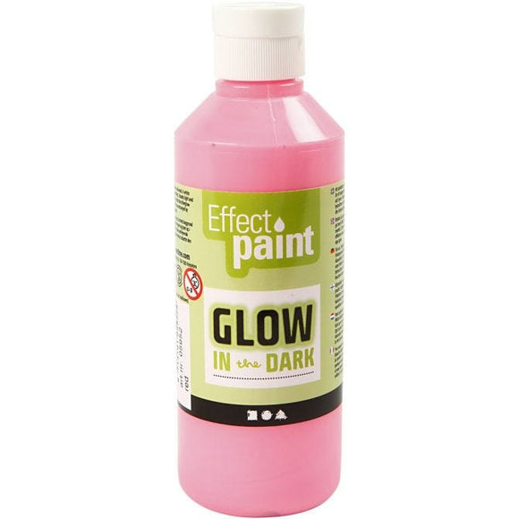Glow In The Dark Paint, Fluorescent Light Red, 250 Ml, 1 Bottle
