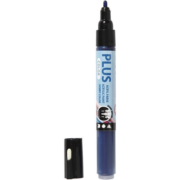 Plus Color Marker, L: 14.5 Cm, Line 1-2 Mm, Navy Blue, 1 Pc, 5.5 Ml