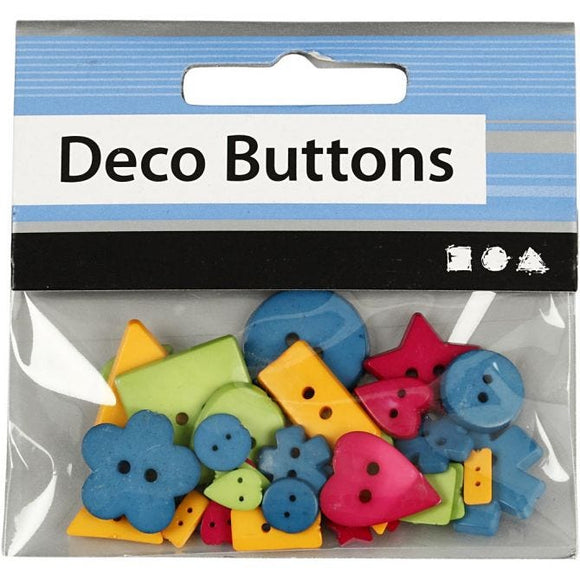 Shape Button,  8-18 Mm, Hole Size 2 Mm, Strong Colours, 37 Asstd