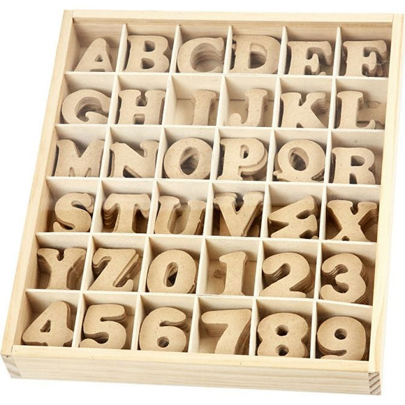 Letters And Numbers, H: 4 Cm, 2.5 Mm, Mdf, 288 Pc