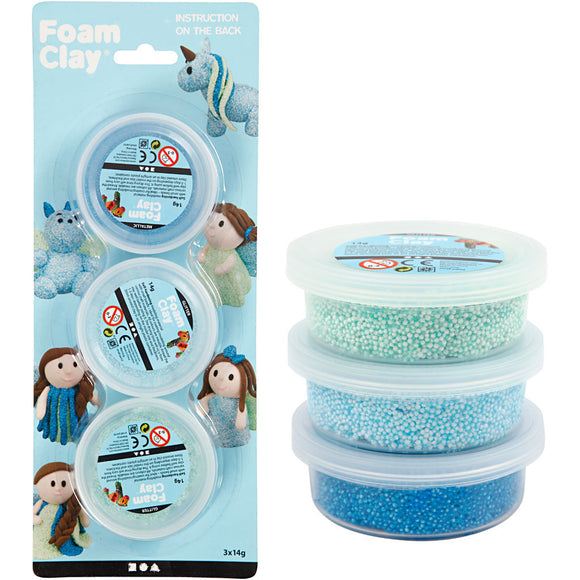 Foam Clay®, Glitter,Metallic, Blue, Light Blue, Green, 14 G, 3 Tub