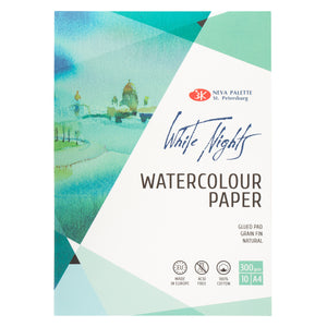 White Nights Watercolor Pad, 300Gsm 100% Cotton, 10 Sheets, A4 Size