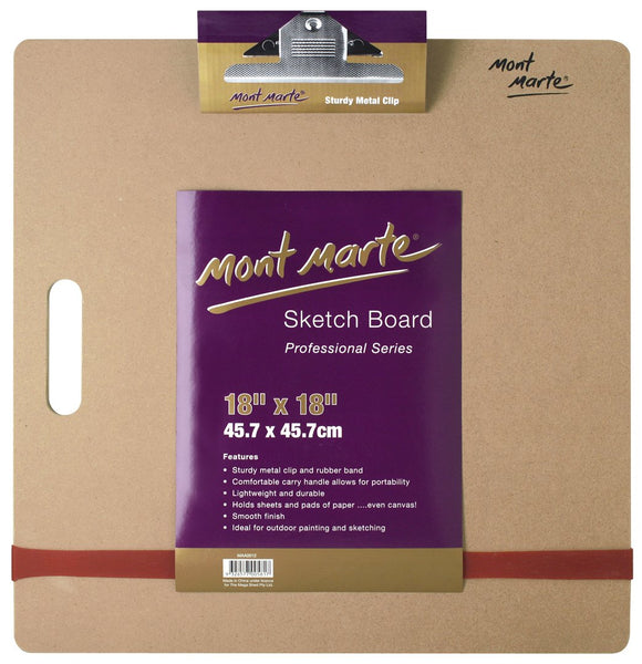 Mont Marte Sketch Board With Clips Medium 45.5 X 45.5Cm (18 X 18In)