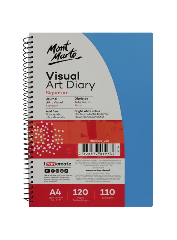 Mont Marte Signature Visual Art Diary Pp Coloured Cover 110Gsm A4 120 Page