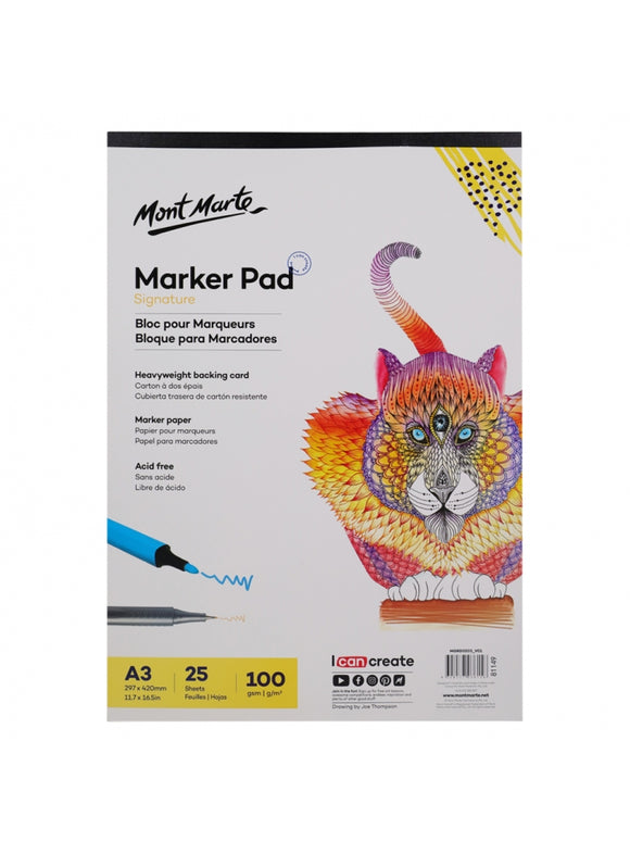 Mont Marte Signature Marker Pad A3 (11.7 X 16.5In) 25 Sheets 100Gsm