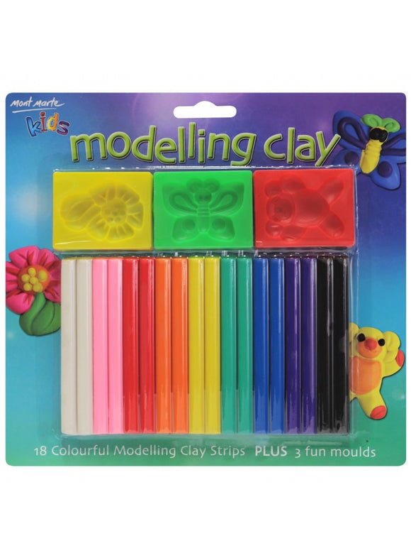 Mont Marte Kids Colour Modelling Clay Set W/Moulds 21Pce