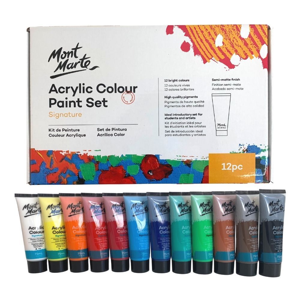 Mont Marte Acrylic Colour Paint Set 12Pc X 75Ml – Touch of Art & Craft  Materials