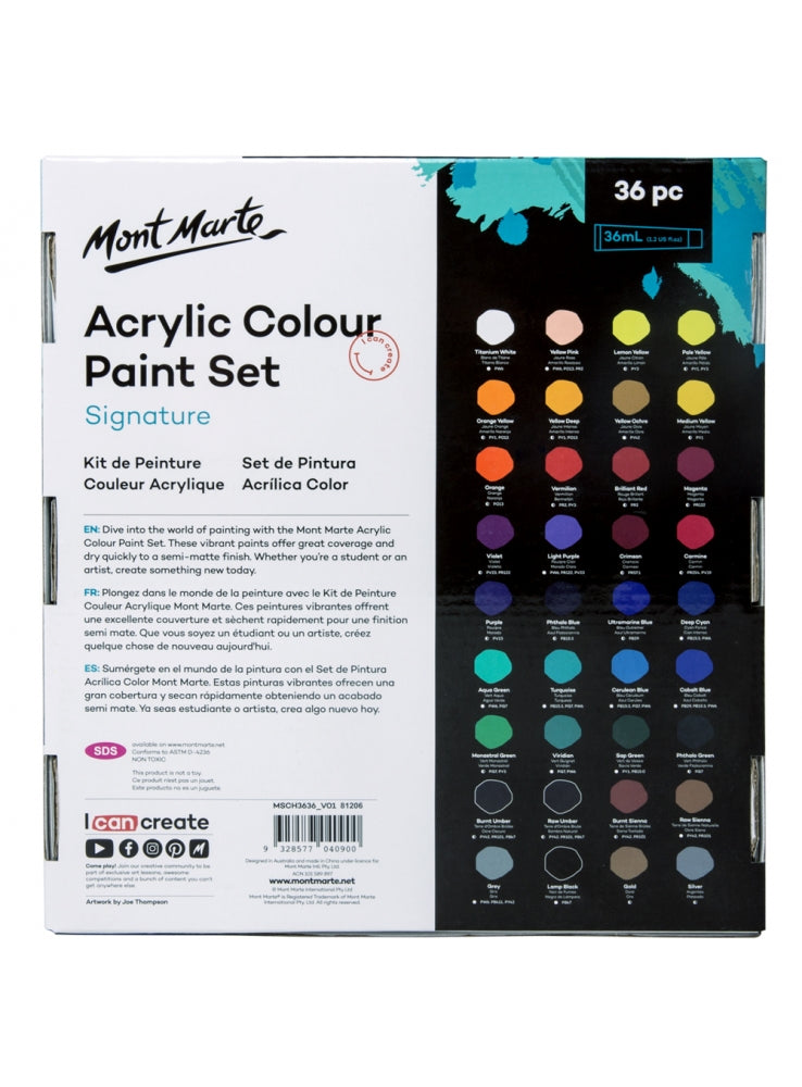 MONT MARTE Signature Gouache Paint, 24 x 0.4oz (12ml), Semi-Matte Finish,  24 Colors, Suitable for use with Canvas, Watercolor Paper, Watercolor  Paints