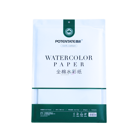 300 GSM WATERCOLOR PAPERS 10 SHEETS COLD PRESS (ziplock)