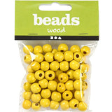 Wooden Beads, 12 Mm, 3 Mm, Yellow, 22 G, 1 Pack, 40 Pc