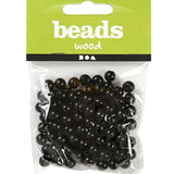 Wooden Beads, 8 Mm, 2 Mm, Black, 15 G, 1 Pack, 80 Pc