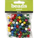 Wooden Beads Mix, 8 Mm, 2 Mm, Assorted Colours, 15 G, 1 Pack