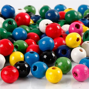 Wooden Beads Mix, 8 Mm, 2 Mm, Assorted Colours, 15 G, 1 Pack