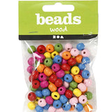 Wooden Beads Mix, Dia. 8 Mm, Hole Size 1,5-2 Mm, Assorted Colours, 16 G/ 1 Pack