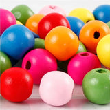 Wooden Beads Mix, Dia. 12 Mm, Hole Size 2,5-3 Mm, Assorted Colours, 22 G/ 1 Pack