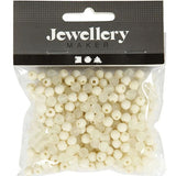 Plastic Beads, Dia. 6 Mm, Hole Size 2 Mm, Cream, 40 G/ 1 Pack