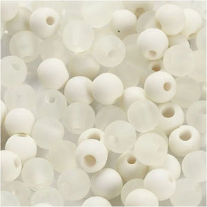 Plastic Beads, Dia. 6 Mm, Hole Size 2 Mm, Cream, 40 G/ 1 Pack