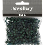 Plastic Beads, Dia. 6 Mm, Hole Size 2 Mm, Bottle Green, 40 G/ 1 Pack