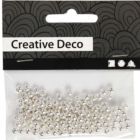 Wax Beads, Dia. 4 Mm, Hole Size 0,7 Mm, Silver, 150 Pc/ 1 Pack