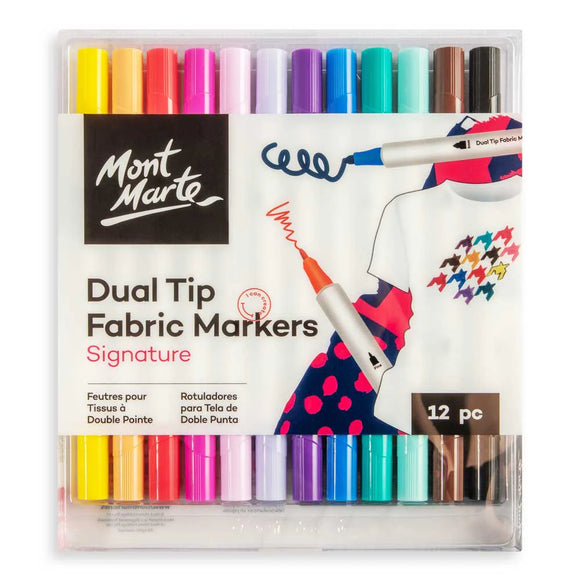 Mont Marte Dual Tip Fabric Markers 12Pc