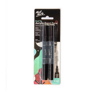 Mont Marte Acrylic Paint Pens Dual Tip Black 2Pc