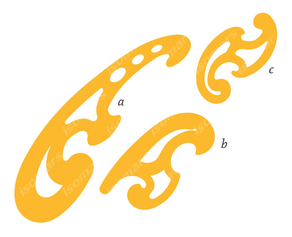 French Curve Set of 3 - in orange color