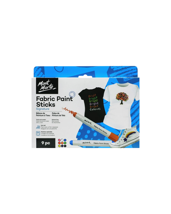Mont Marte Solid Fabric Paint Sticks 9Pce X 5G