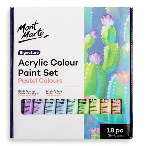 Mont Marte Acrylic Colour Pastel Colours 18Pc X 36mL