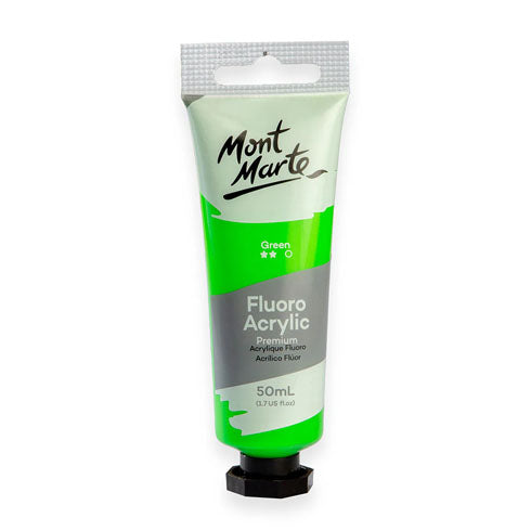 Mont Marte Fluoro Acrylic Paint 50mL - Green