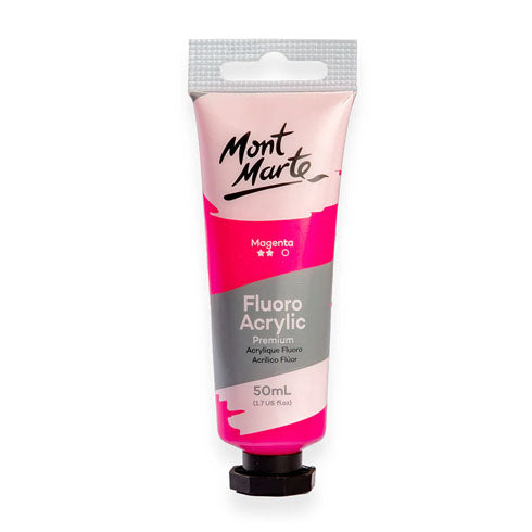 Mont Marte Fluoro Acrylic Paint 50mL - Magenta