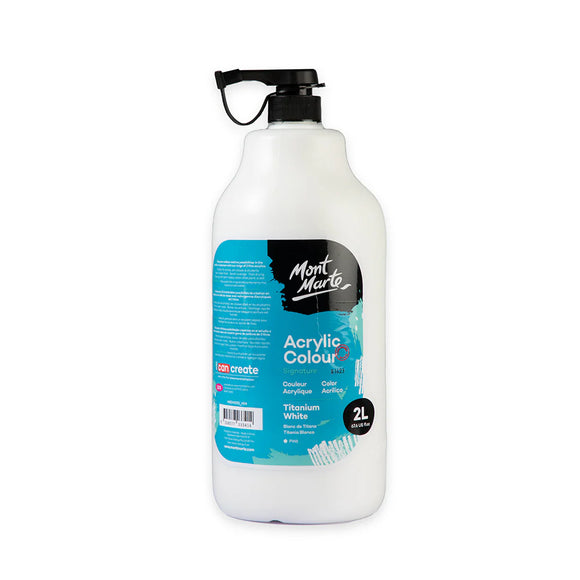 Mont Marte Signature Acrylic Colour 2 Litre (67.6Oz) Pump - Titanium White