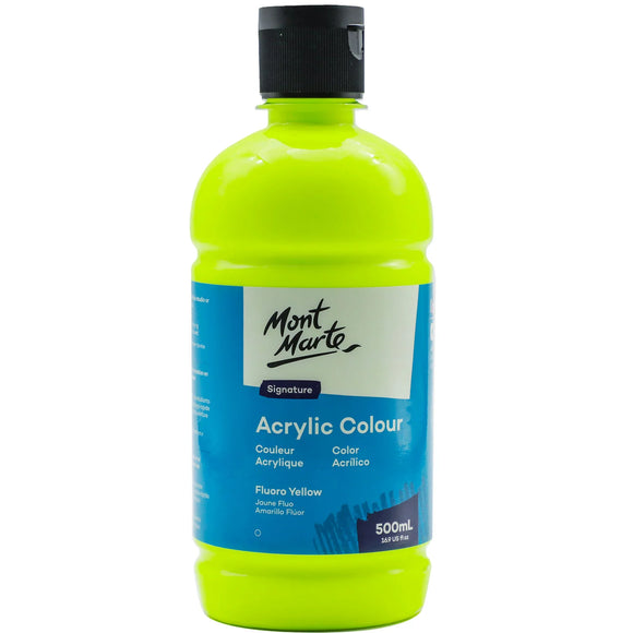 Mont Marte Studio Acrylic 500Ml Bottle - Fluoro Yellow