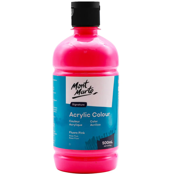 Mont Marte Studio Acrylic 500Ml Bottle - Fluoro Pink