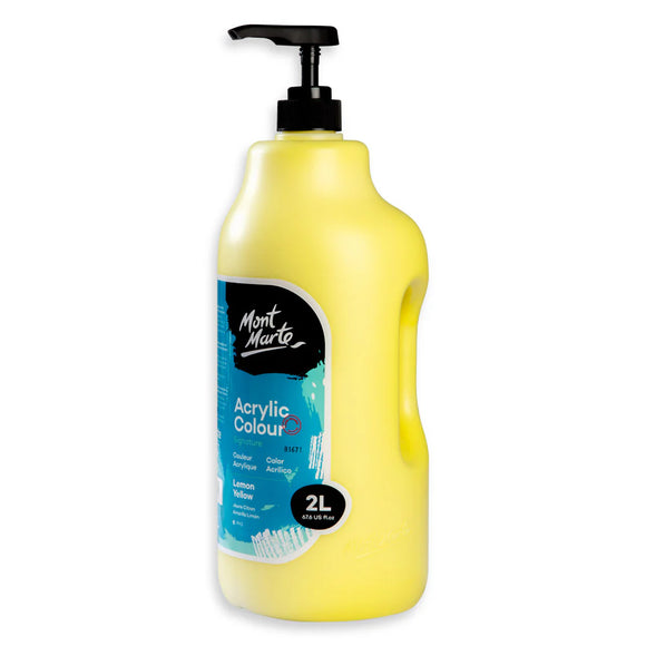 Mont Marte Signature Acrylic Colour 2 Litre (67.6Oz) Pump - Lemon Yellow