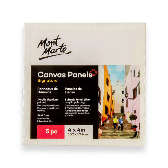 Mont Marte Signature Canvas Panels Pack 5 10.2 X 10.2Cm (4 X 4In)