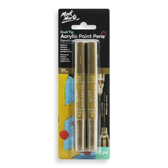 Mont Marte Acrylic Paint Pens Dual Tip Gold 2Pc