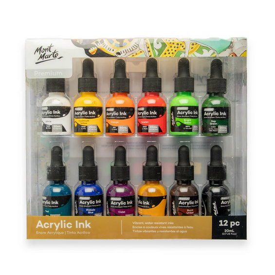 Mont Marte Acrylic Ink 12pc x 20ml