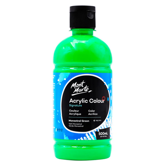 Mont Marte Studio Acrylic 500Ml Bottle - Monastral Green