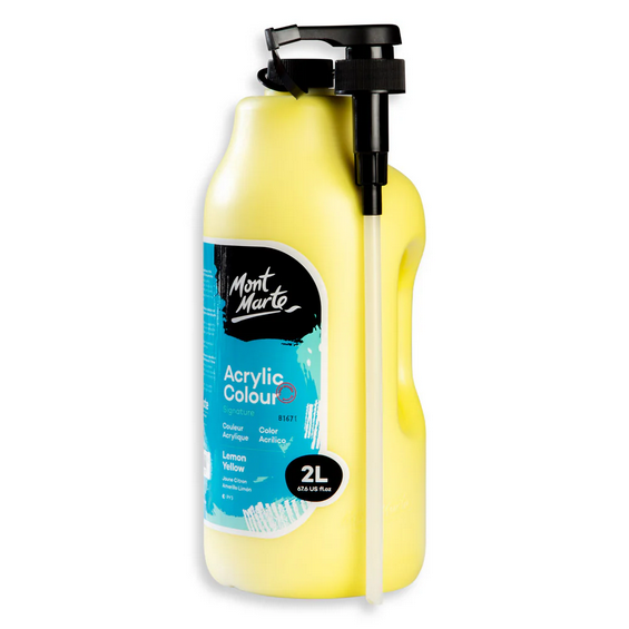 Mont Marte Signature Acrylic Colour 2 Litre (67.6Oz) Pump - Lemon Yellow