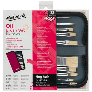 Mont Marte Oil Brushes Set In Wallet 11Pcs