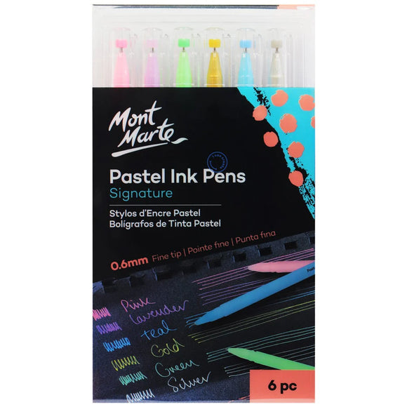 Mont Marte Pastel Ink Pens Fine Tip 6Pc