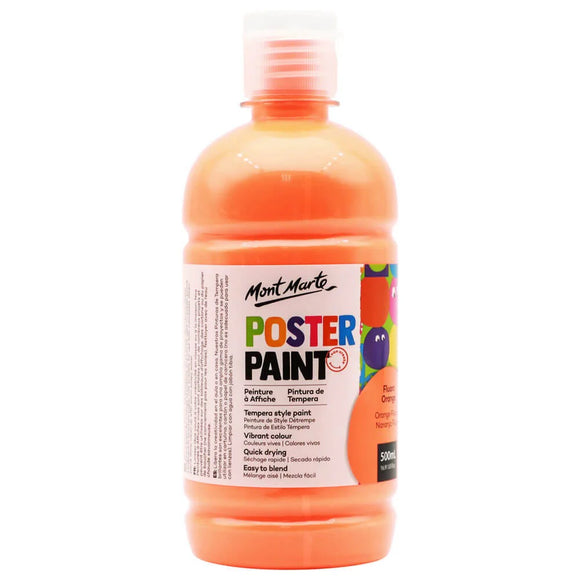 Mont Marte Poster Paint 500Ml - Fluoro Orange