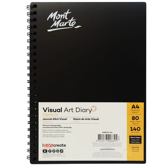 Mont Marte Visual Art Diary Black 140Gsm A5 80Page