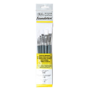 Winsor & Newton Foundation Acrylic Synthetic Brush Short Handle 6 Pack