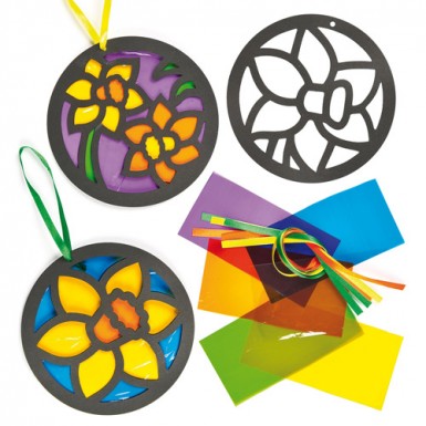 Stained Glass Daffodil Decorations (Pack Of 6)