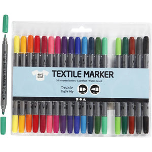 Textile Markers, Line Width: 2.3+3.6 Mm, Additional Colours, 20 Pc
