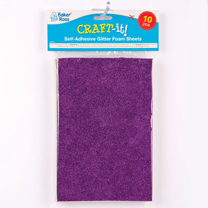 Self-Adhesive Glitter Foam Sheets,10 Asstd Colours, Size 23X15Cm